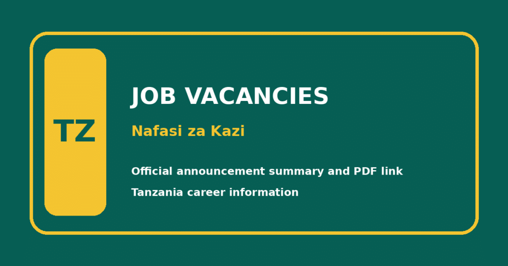 tangazo la nafasi za kazi taasisi mbalimbali za umma